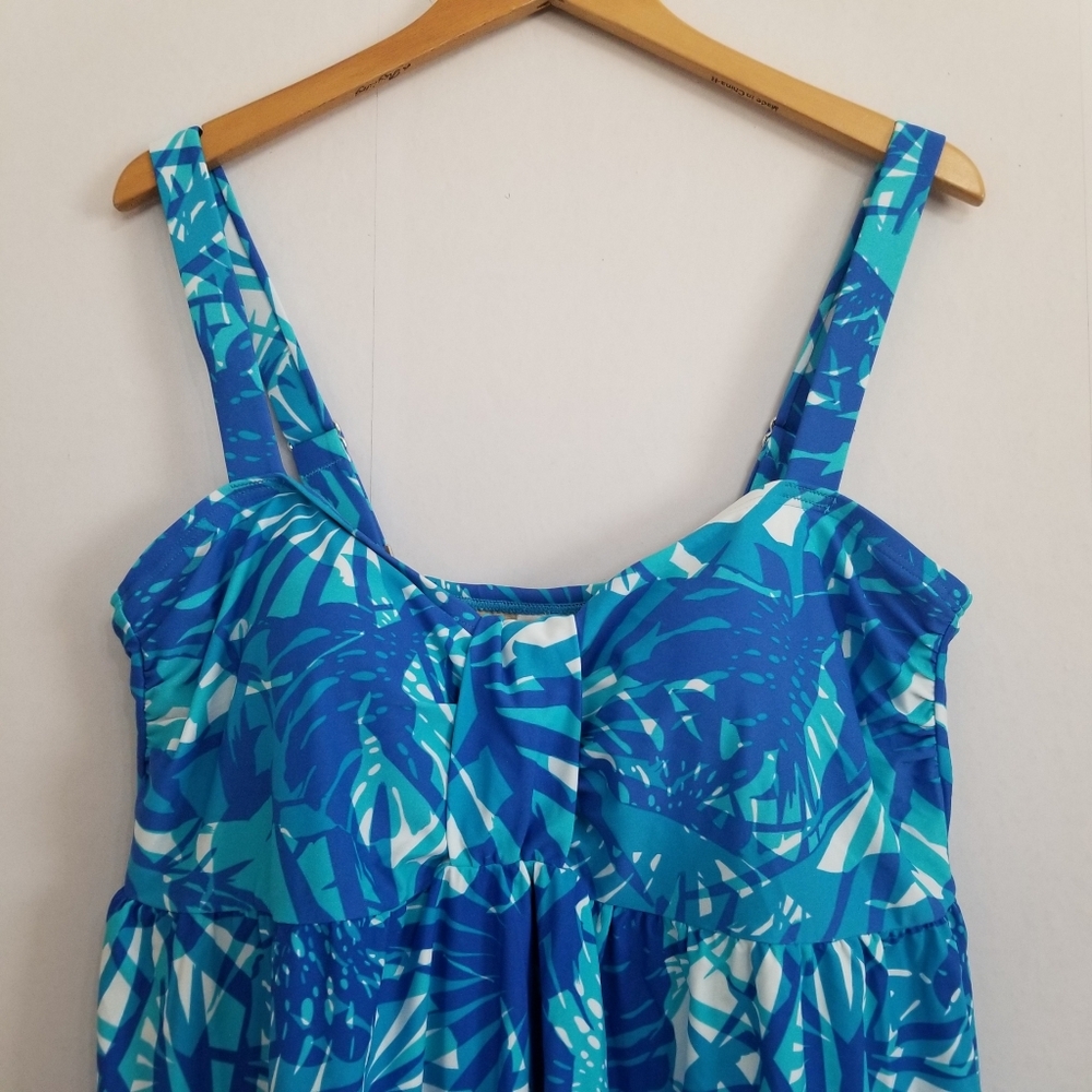 NWT Avenue Blue Tropical Print Swim Dress Size 18 - Picture 4 of 9